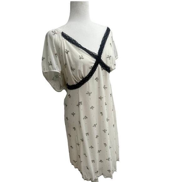 Torrid Mesh Babydoll Mini Dress Plus Sz 2 Lace Polka Dot & Bows Whisper White - Picture 12 of 14